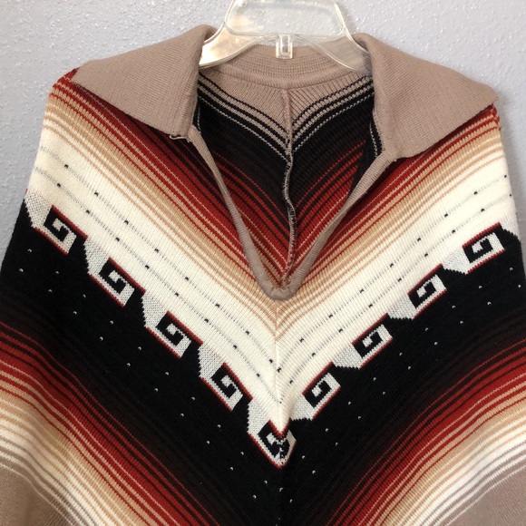 70s Vintage Poncho Unisex One Size fits most hipster folkie festival wool fringe - Picture 2 of 10